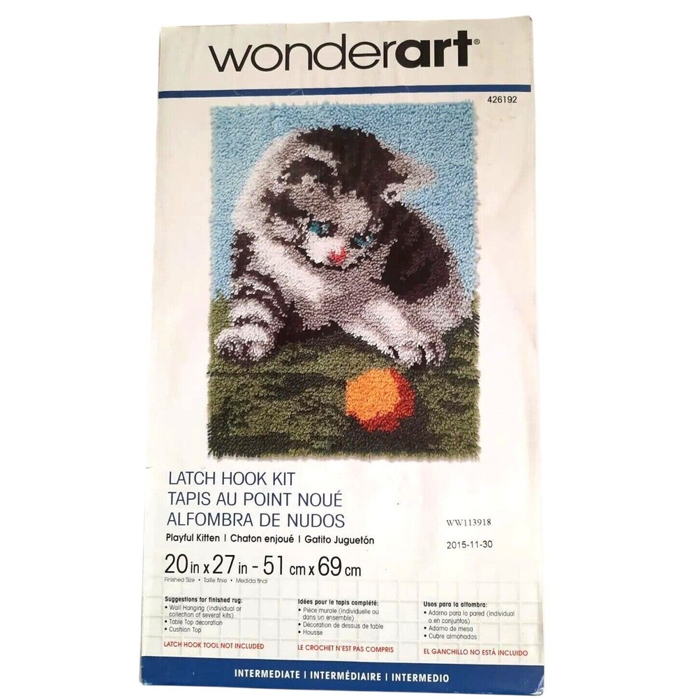 Wonderart Playful Kitten Latch Hook Kit 20x27 Intermediate 426192 WW113918